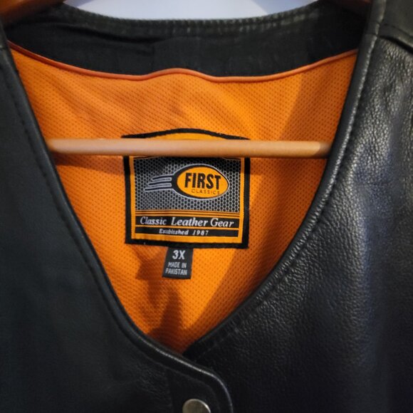 Unisex Motorcycle 3X 1X Leather Vest First Classics Leather Gear - Picture 2 of 3